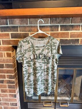 Lucky Brand Camouflage Crewneck Tee - Green & Gray